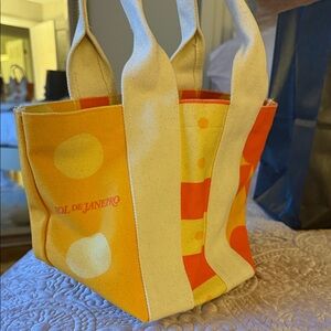 Sol De Janeiro Canvas Tote Bag in Yellow-Orange Print